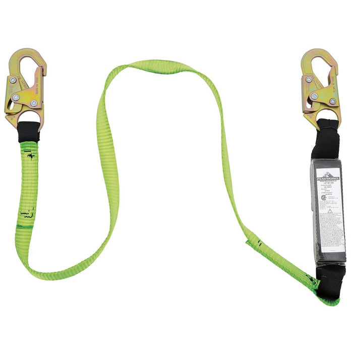 SureWerx V8104606 PEAKWORKS Shock Absorbing Lanyard - SP - Single Leg - Snap Hooks - 6' (1.8 m) - 110 – 220 lb Capacity - Model Number SA-5400-6