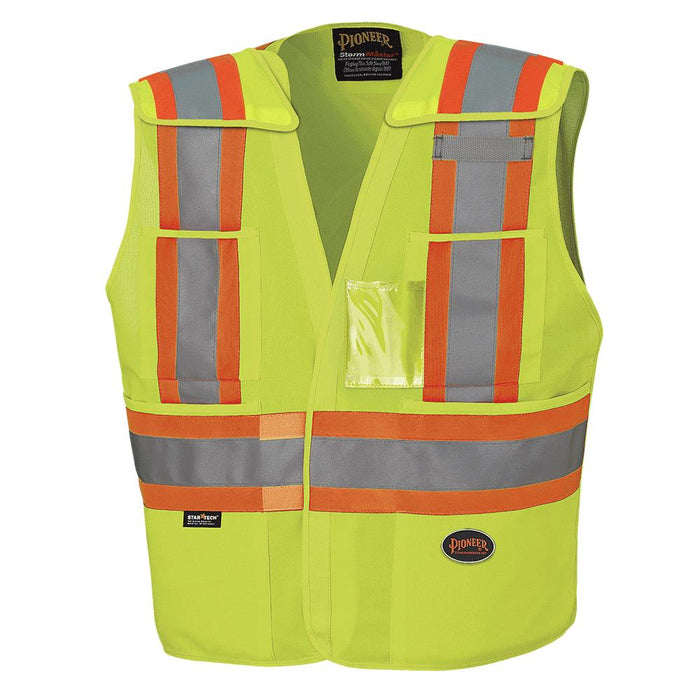 SureWerx V1021061-L/XL PIONEER Hi-Vis Tricot Poly Safety Vest - Drop Shoulder - 5-pt Tear-Away - Hi-Vis Yellow/Green - L/XL - Model Number 6931