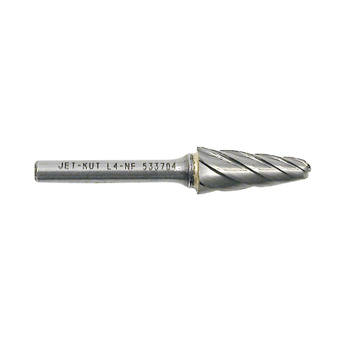 SureWerx (545) 533704 JET 1/4" JET-KUT® Taper Shape Bur - Radius End - For Aluminum/Non-ferrous Materials - Model Number L4-NF