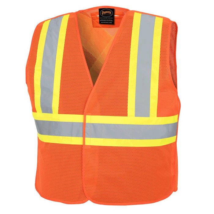 SureWerx (545) V1030650-4/5XL PIONEER Hi-Vis Poly Mesh Safety Vest - Adjustable - 5-pt Tear-Away - Hi-Vis Orange - 4/5XL - Model Number 597P