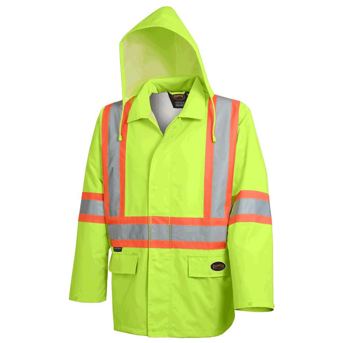 SureWerx (545) V1081360-S PIONEER "The Rock" Hi-Vis PU-Coated 300D Oxford Poly Jacket - Hi-Vis Yellow/Green - S - Model Number 5628