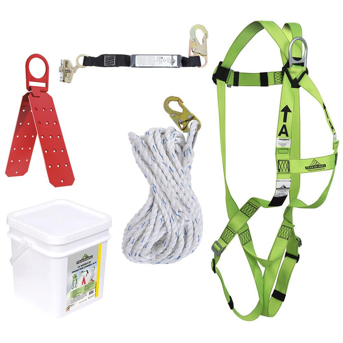 SureWerx V8257045 PEAKWORKS Compliance Roofer's Kit - Reusable Bracket - Integral ADP Rope Grab - 2' (0.6 m) SP Lanyard - 50' (15.2 m) - Model Number RK4-50