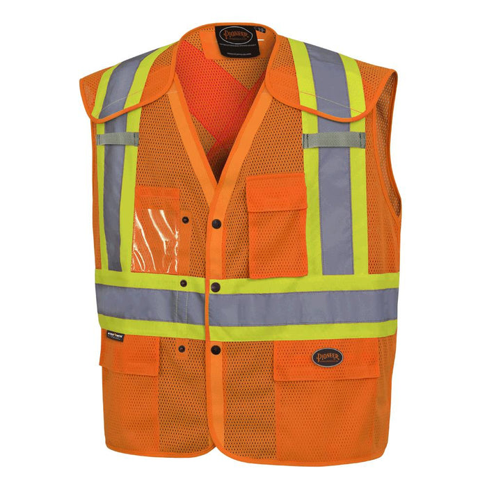 SureWerx (545) V102195A-L/XL PIONEER Hi-Vis Poly Mesh Safety Vest - Drop Shoulder - Snap Closure - Hi-Vis Orange - L/XL - Model Number 6938A