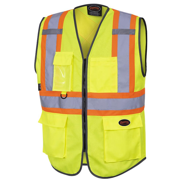 SureWerx (545) V1023860-XL PIONEER Hi-Vis Tricot Poly Safety Vest - Zipper Closure - Hi-Vis Yellow/Green - XL - Model Number 6959