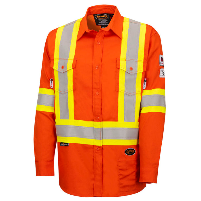 SureWerx (545) V2540460-XL PIONEER FR-Tech® Hi-Vis 88/12 7 oz FR/Arc-Rated Safety Shirt - Hi-Vis Orange - XL - Model Number 7743