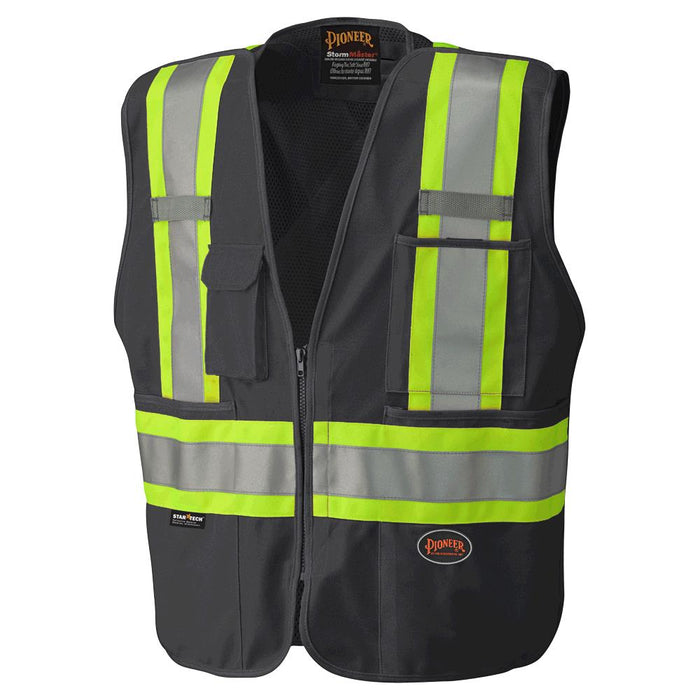 SureWerx (545) V1021170-2XL PIONEER Hi-Vis Tricot Poly Safety Vest - Mesh-Back - 5-pt Tear-Away - Black - 2XL - Model Number 6937