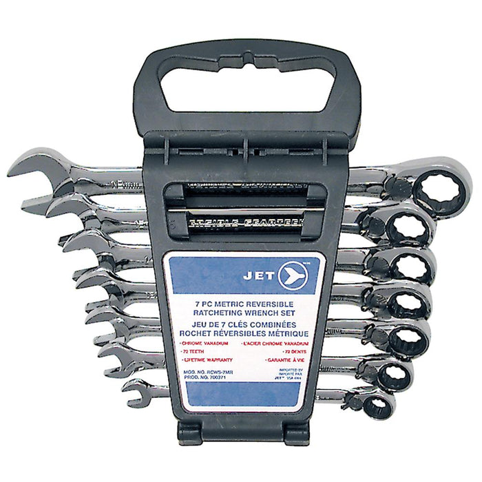 SureWerx 700371 JET 7 PC Long Metric Reversible Ratcheting Combination Wrench Set - Model Number RCWS-7MR
