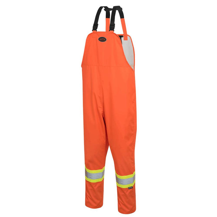 SureWerx (545) V1082350-L PIONEER "The Rock" Hi-Vis PU-Coated 300D Oxford Poly Bib Pants - Hi-Vis Orange - L - Model Number 5627
