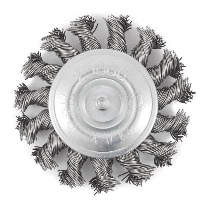 SureWerx 553792 JET 3 x 1/4" Shaft Mounted Stainless Steel Knot Twisted Radial Brush - Model Number EKR275-20SS