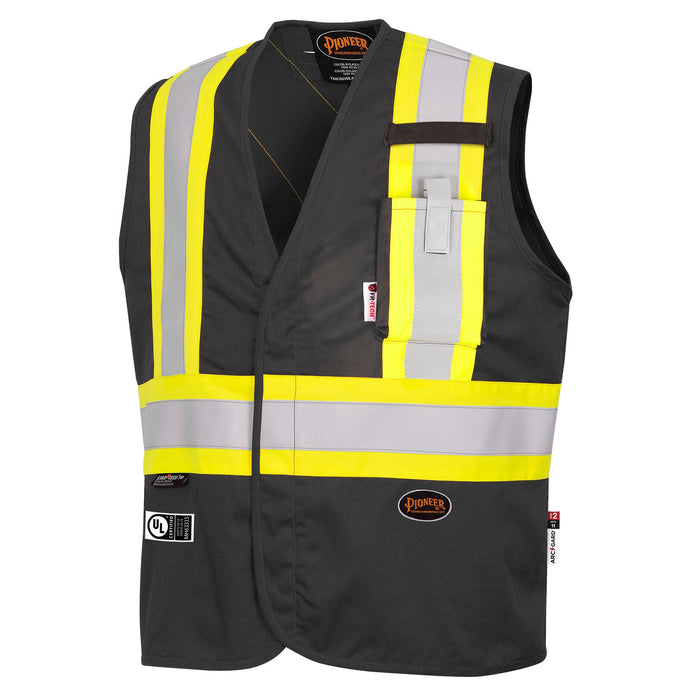 SureWerx V2540070-XL PIONEER FR-Tech® Hi-Vis 88/12 7 oz FR/ARC-Rated Safety Vest - Black - XL - Model Number 7729