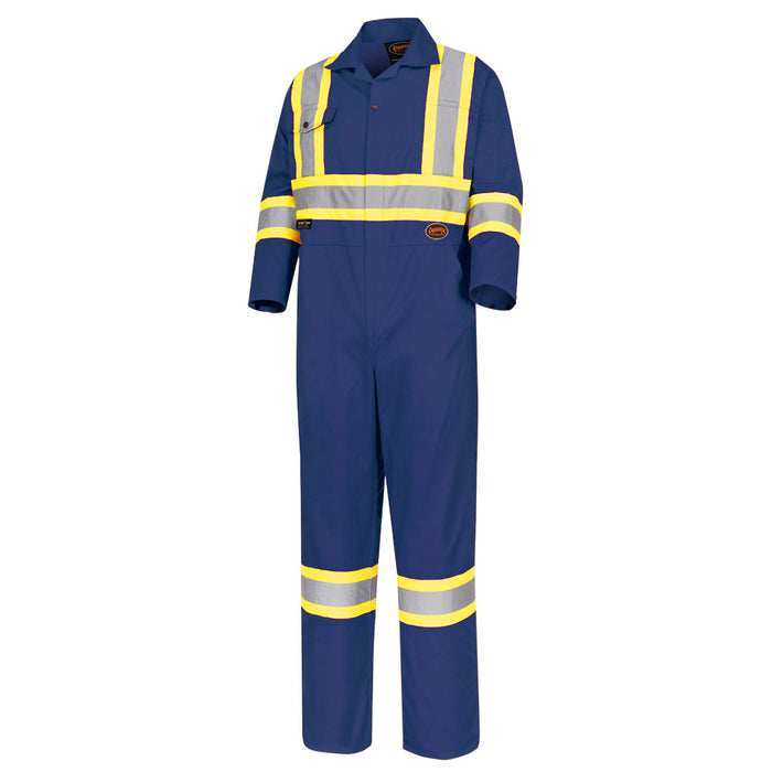 SureWerx (545) V202058T-46 PIONEER Hi-Vis Poly/Cotton Safety Coveralls - Zipper Closure - Navy - 46 - Tall - Model Number 5516T