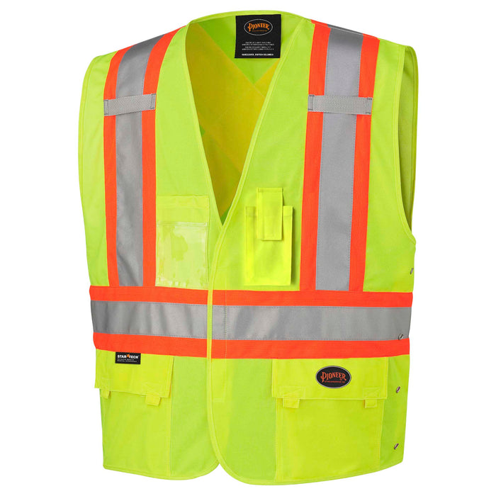 SureWerx (545) V1020160-S/M PIONEER Hi-Vis Tricot Poly Safety Vest - Adjustable - Hook & Loop Closure - Hi-Vis Yellow/Green - S/M - Model Number 131
