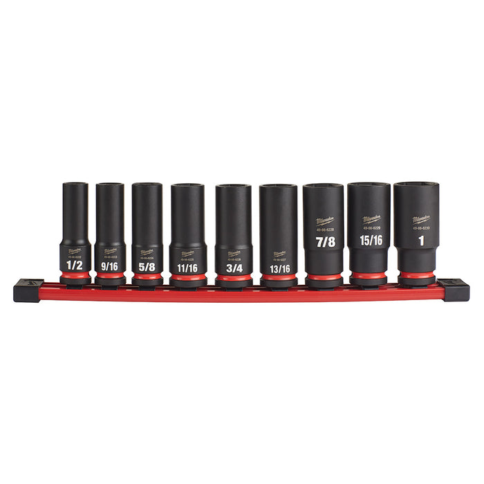 Milwaukee (366) 49-66-7022 9PC SHOCKWAVE Impact Duty™ 1/2" Drive SAE Deep 6 Point Socket Set