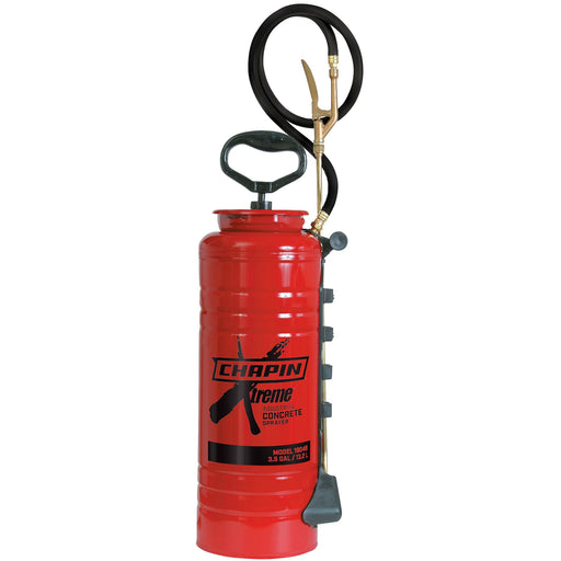 Chapin 19049 Chapin 3.5-Gallon Xtreme Industrial Concrete Open Head Sprayer. Spray/Flow Rate (GPM): .5 gpm & 1.0 gpm. Hose Length: 48-inches. Applications: form oil, concrete additives