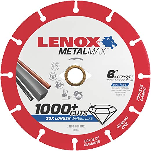 Lenox 1972923 Lenox METALMAX Diamond Edge Cutoff Wheel, 6" X 7/8"