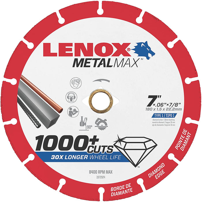 Lenox 1972924 Lenox METALMAX Diamond Edge Cutoff Wheel, 7" X 7/8"