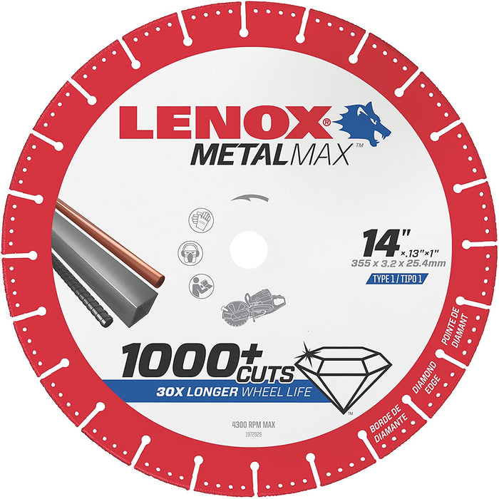 Lenox 1972932 Lenox METALMAX Diamond Edge Cutoff Wheel, 14" X 1"