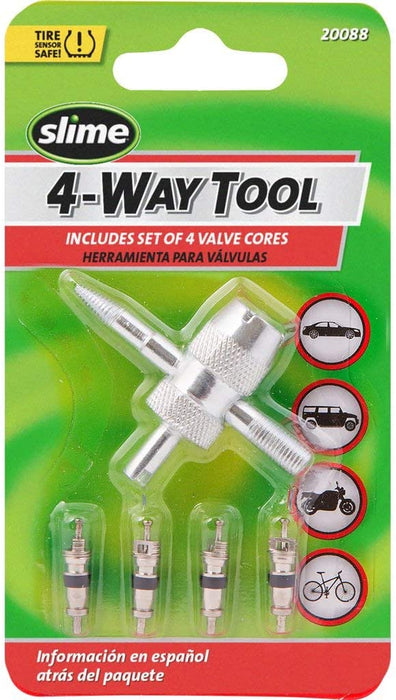 Permatex (610) 20088-2 SLIME 4-WAY TIRE VALVE TOOL WITH VALVE CORES