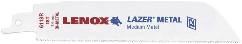Lenox 201706110R Lenox LAZER 6110R Bi-Metal Reciprocating Saw Blades, 6-inch, 10 TPI, 5/Pk (201706110R)