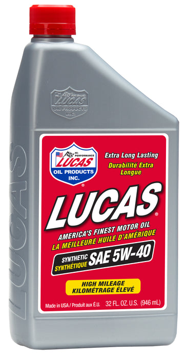 Lucas Oil (345) 20189 Synthetic SAE 5W-40 Motor Oil, 1 Quart / 946 mL