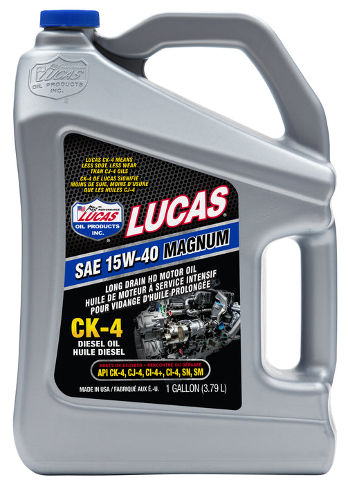 Lucas Oil (345) 20287 SAE 15W-40 CK-4 Heavy Duty Motor Oil, 1 Gallon / 3.786 L