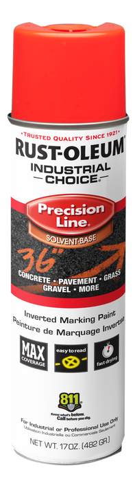 Rust-Oleum 203028V Precision Line Solvent Based Inverted Marking Paint, Red - 17 oz