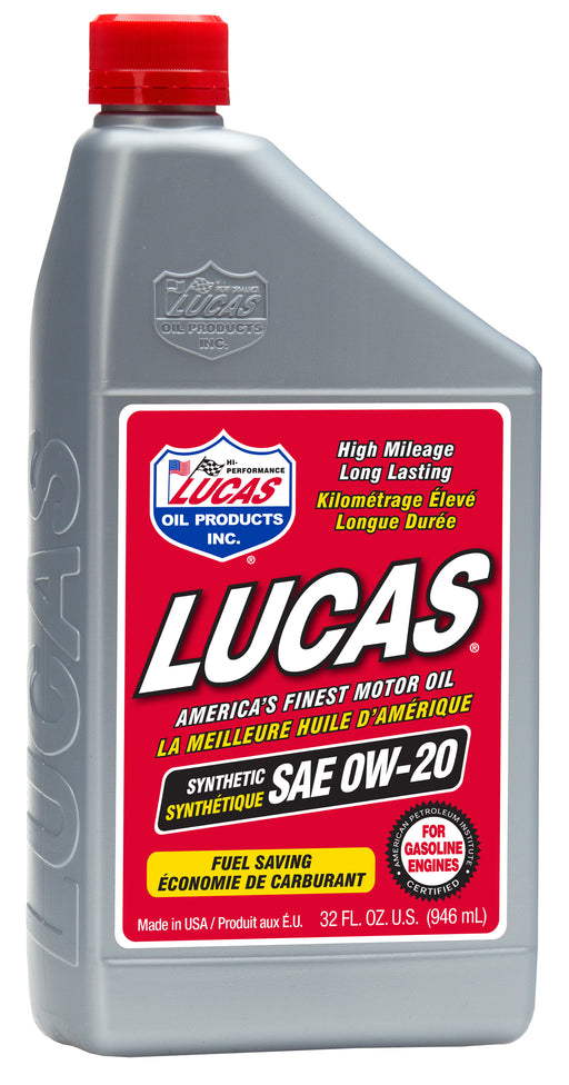 Lucas Oil 20564 Synthetic SAE 0W-20 Motor Oil, 1 Quart / 946 mL