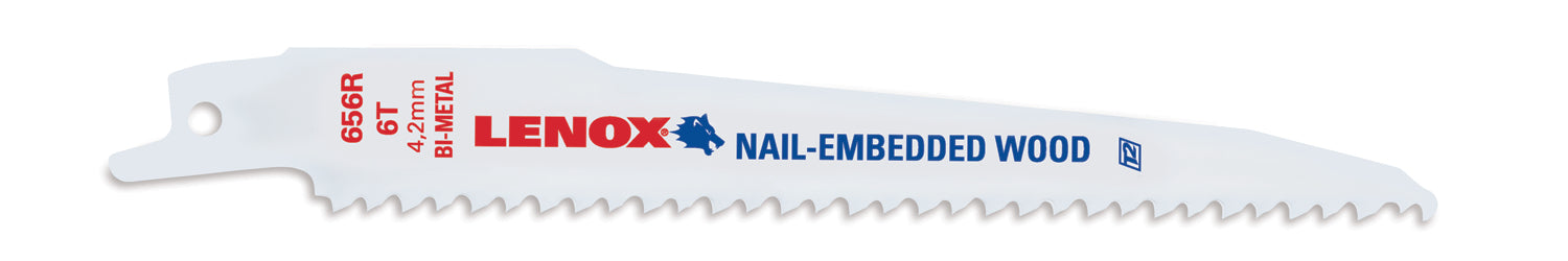 Lenox (135) 20572656R Lenox 656R Wood Bi-Metal Reciprocating Saw Blades, 6-inch, 6 TPI, 5/Pk (20572656R)