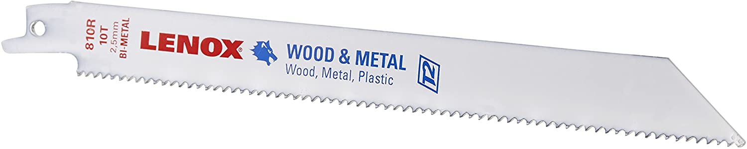 Lenox 20590B810R Lenox B810R General Purpose Bi-Metal Reciprocating Saw Blades, 8-inch, 10 TPI, 25/Pk (20590B810R)