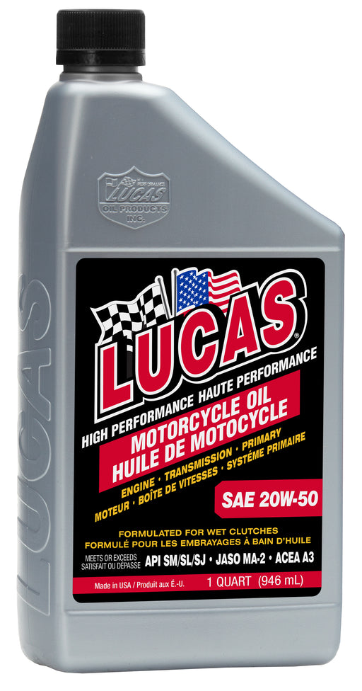 Lucas Oil 20700 SAE 20W-50 Motorcycle Oil, 1 Quart / 946 mL