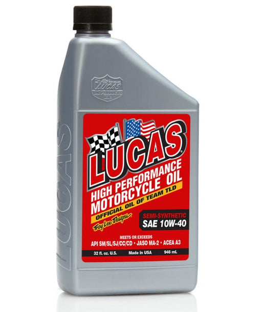 Lucas Oil 20710 Synthetic SAE 10W-40 Motorcycle Oil, 1 Quart / 946 mL