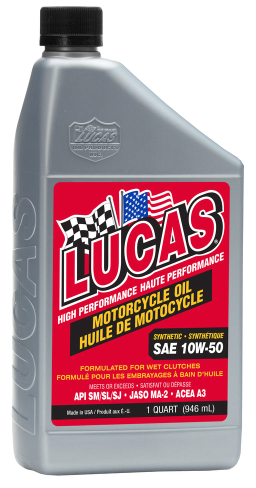 Lucas Oil 20716 Synthetic SAE 10W-50 Motorcycle Oil, 1 Quart / 946 mL