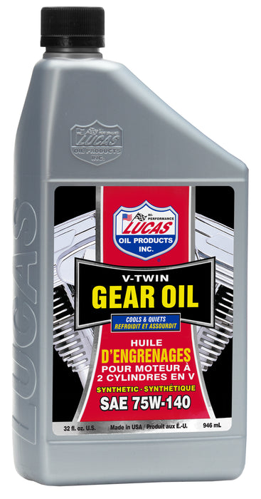 Lucas Oil (345) 20791 Synthetic SAE 75W-140 V-Twin Gear Oil, 1 Quart / 946 mL