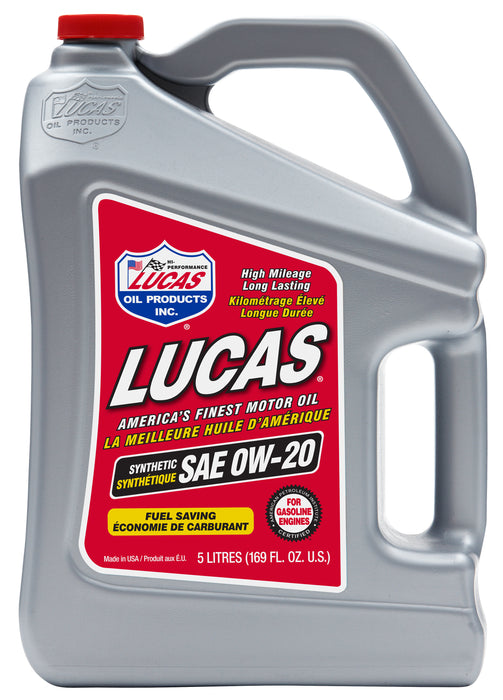 Lucas Oil 20952 Synthetic 0W-20 Motor Oil, 1.32 Gallon / 5 L