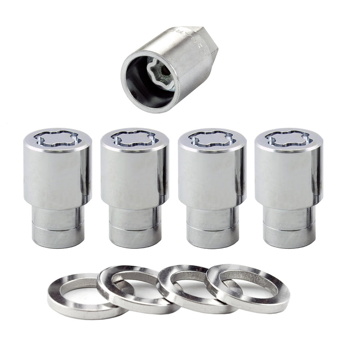 McGard 21156 Chrome Regular Shank Wheel Lock Set (M12 x 1.5 Thread Size) - Set of 4 Locks, 4 Washers and 1 Key