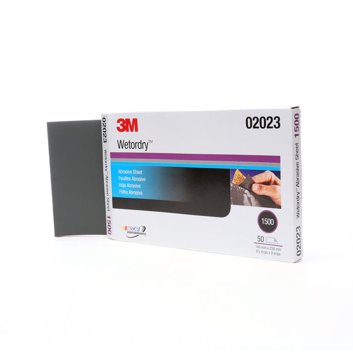 3M (815) 02023 3M™ Wetordry™ Abrasive Sheet, 401Q, 02023, 1500, A-weight, 5 1/2 in x 9 in (13.97 cm x 22.86 cm), Colour: Black, 3M Stock No. 7000028329