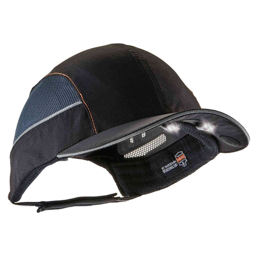 Ergodyne 23374 Skullerz 8960 Bump Cap Hat - LED Lighting, Black, Long Brim