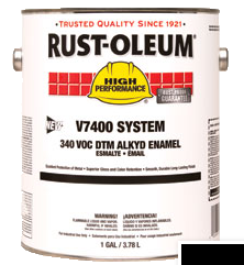 Rust-Oleum (210) 245403 Rust-Oleum HIGH PERFORMANCE V7400 System 340 VOC DTM Alkyd Enamel 1 gal- HIGH GLOSS BLACK