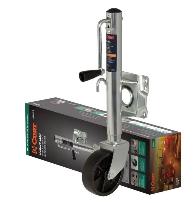 Curt 25003 MARINE TRAILER JACK WITH 6" WHEEL (1,000 LBS, 10" TRAVEL, PACKAGED) No.25003