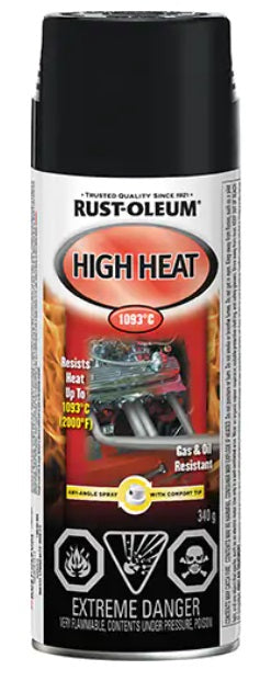 Rust-Oleum (210) 257769 Rust-Oleum AUTOMOBILE High Heat Enamel 340 g- FLAT BLACK