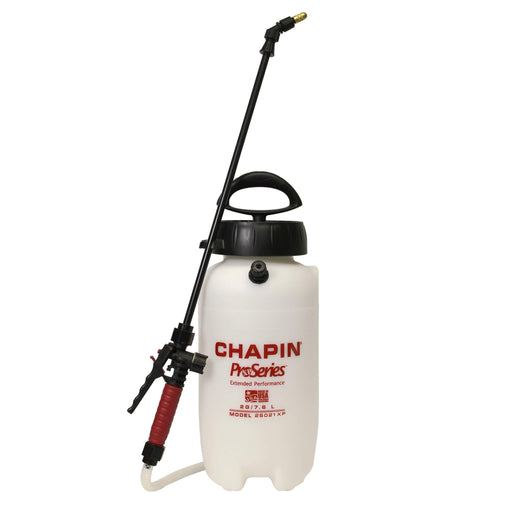 Chapin 26021XP Pro Series Extended Performance Wide Mouth Poly Sprayer - 2-Gallon (7.57-Liter). Hose Length: 48-inches. Applications: weed and pest control, fungus control, fertilizers, general purpose cleaning