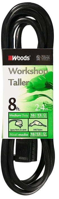 Southwire 260 General Purpose Extension Cord, 16/3 8' SJTW Black