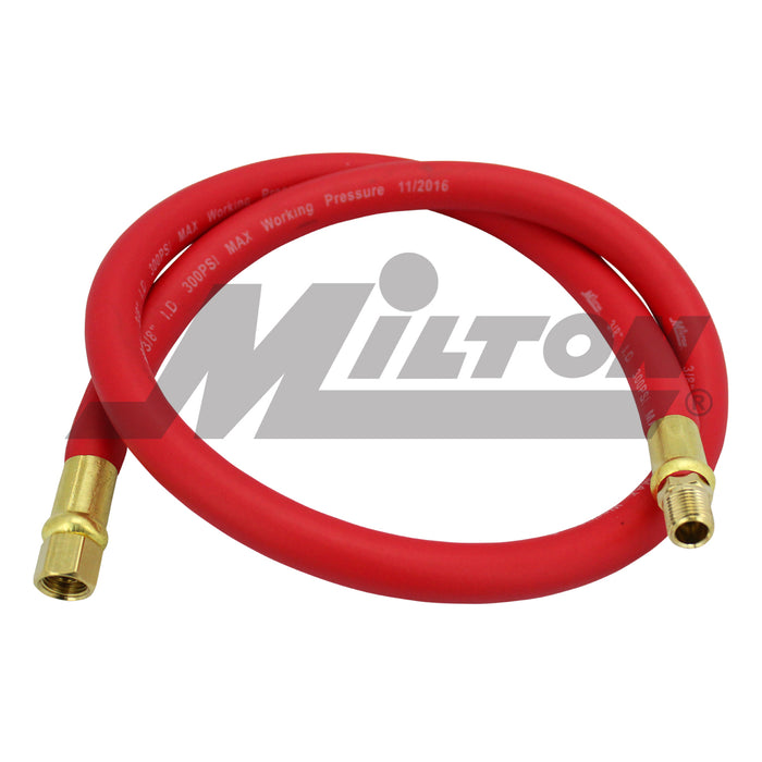Milton (625) 2760-3LH Milton 2760-3LH Air Leader Hose, 3/8" x 3 ft. Rubber Hose - 1/4" NPT Brass Ends - 300 Max PSI