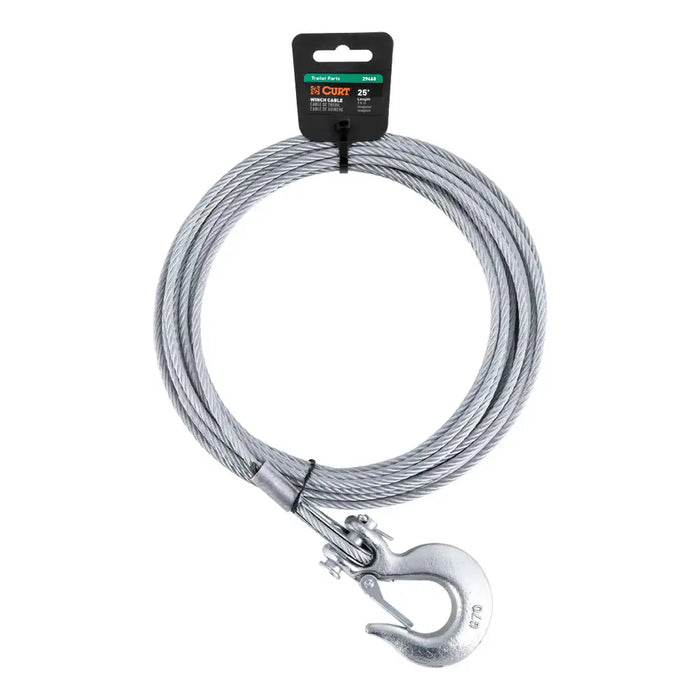 Curt (167) 29460 25' Winch Cable with Snap Hook (4,200 lbs.)
