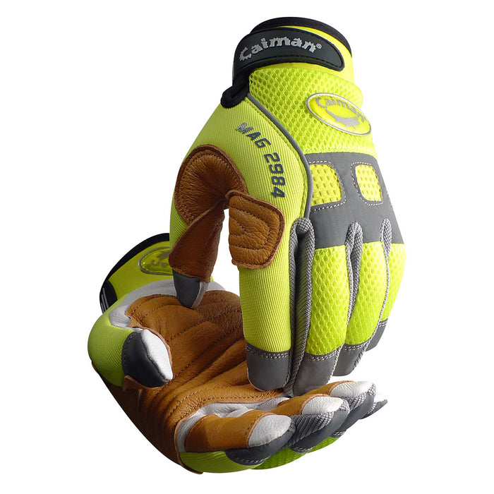 PIP Canada (449) GP2984/XL Caiman® Mag™ Size- Xl Multi-Activity Glove With White Goat Grain Leather Palm And Hi-Vis Airmesh™ Back - Pigskin Leather Reinforcement