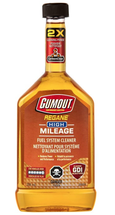 Permatex (610) 29994 GUMOUT REGANE HIGH MILEAGE COMPLETE FUEL SYSTEM CLEANER, 355ML