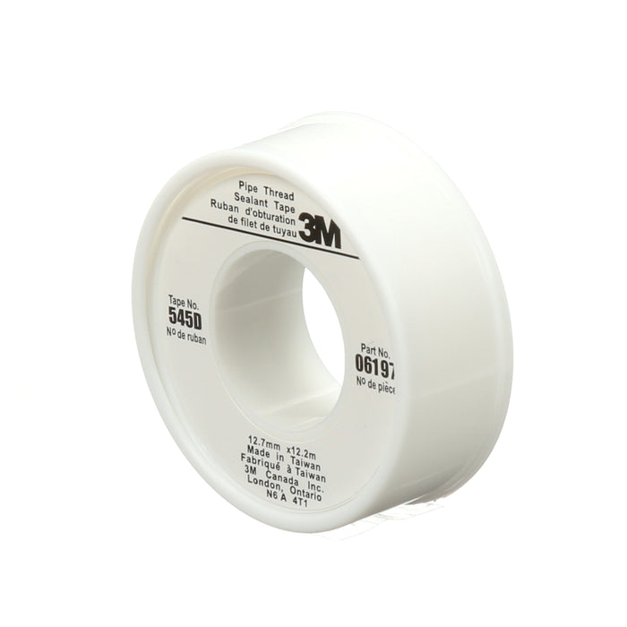 3M (815) 06197 Scotch® Thread Sealant Tape, 6197, white, 0.5 in x 480 in, (1.3 cm x 12.2 m), Colour: White, 3M Stock No. 7000142762