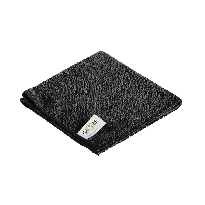 Globe 3130BLK 16 Inch X 16 Inch 240 Gsm Microfiber Cloths - Black (20 Packs of 10)