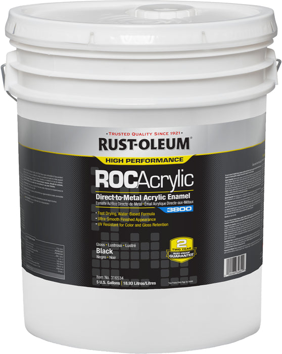 Rust-Oleum 316534 ROCAcrylic Direct-to-Metal Acrylic Enamel 3800 Gloss Black - 5 Gallon