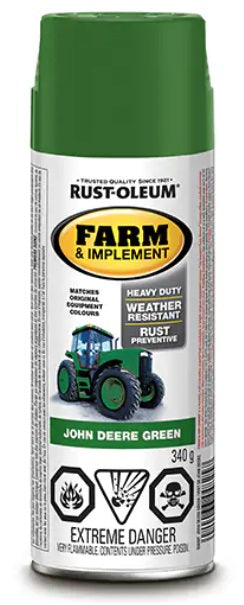 Rust-Oleum (210) 350601 Farm & Implement Spray Paint, John Deere Green, Gloss, Aerosol Can, 340 g